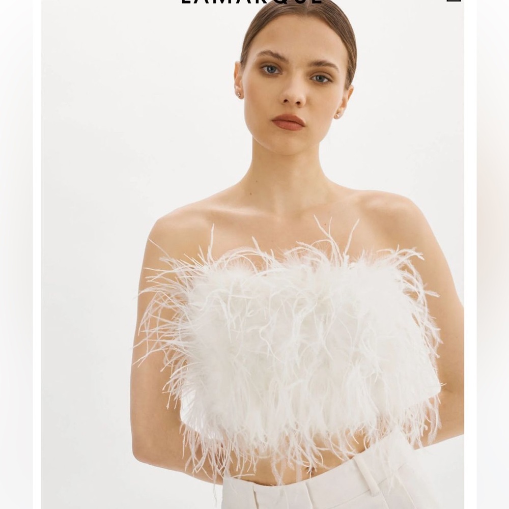LAMARQUE Zaina Feather Bustier Top in size L.